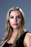 female "grey background" "studio portrait"