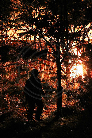 Fireman approaching a blaze